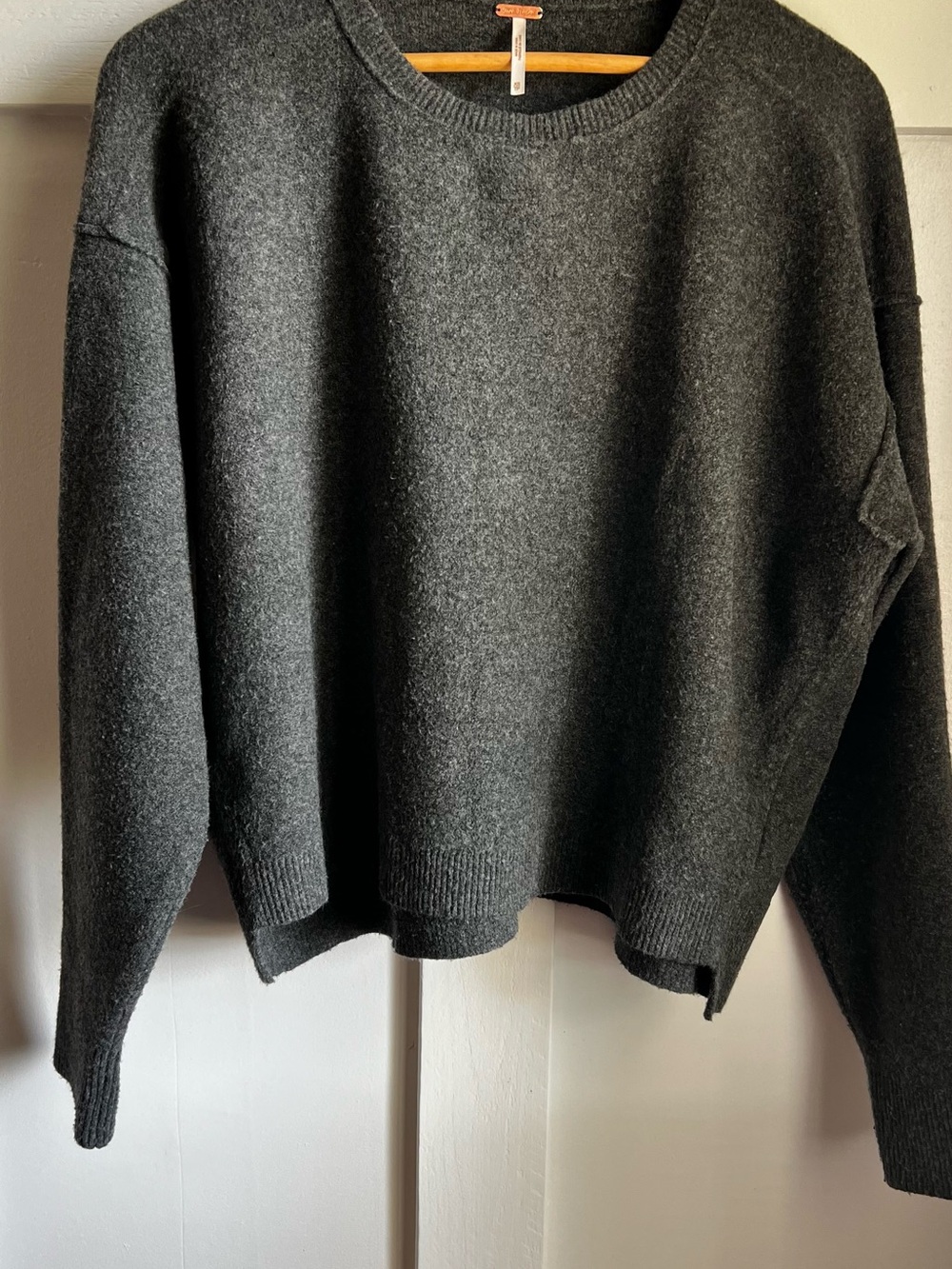Free People Dark Charcoal Crewneck Sweater